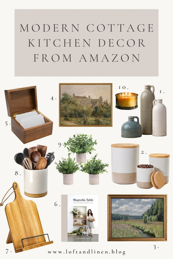A list of modern cottage style decor products for the home